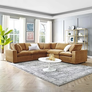 es espinho stella solid sal wood velvet upholstered 4 seater symmetrical orientation modular sectional corner l shape sofa set for living room mustard color
