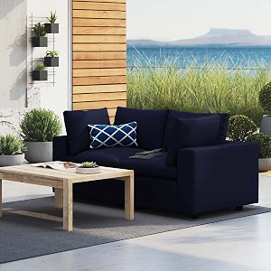 es espinho stella solid sal wood fabric upholstered 2 seater sofa set for living room navy blue color