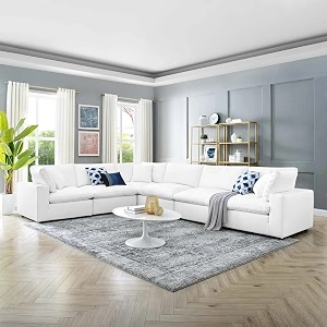 es espinho stella solid sal wood leatherette upholstered 5- to 6-person sofa left hand side facing modular sectional corner l shape sofa set for living room white color