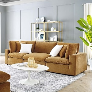 es espinho stella solid sal wood velvet upholstered 3 seater sofa set for living room mustard color