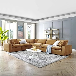es espinho stella solid sal wood velvet upholstered 5 seater left hand side facing modular sectional corner l shape sofa set for living room mustard color