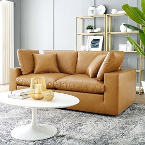 es espinho stella solid sal wood leatherette upholstered 2 seater sofa set for living room tan color