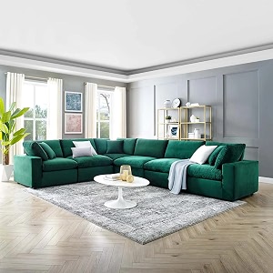 es espinho stella solid sal wood velvet upholstered 5 seater left hand side facing modular sectional corner l shape sofa set for living room green color