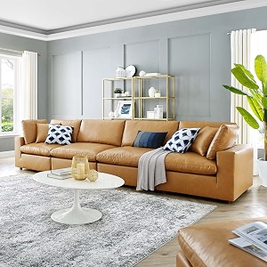 es espinho stella solid sal wood leatherette upholstered 4 seater sofa set for living room tan color