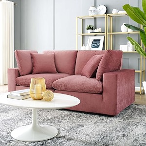 es espinho stella solid sal wood velvet upholstered 2 seater sofa set for living room dusty rose color