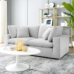 es espinho stella solid sal wood velvet upholstered 2 seater sofa set for living room light grey color