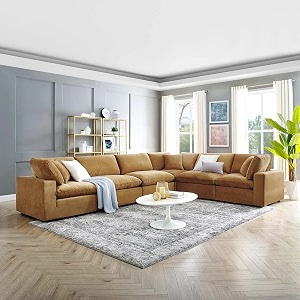 es espinho stella solid sal wood velvet upholstered 5 seater right hand side facing modular sectional corner l shape sofa set for living room mustard color