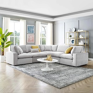 es espinho stella solid sal wood velvet upholstered 4-person sofa symmetrical orientation modular sectional corner l shape sofa set for living room light grey color