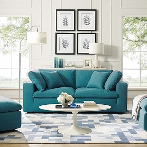 es espinho stella solid sal wood fabric upholstered 2 seater sofa set for living room teal color