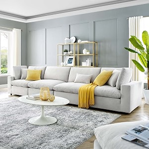 es espinho stella solid sal wood velvet upholstered 4 seater sofa set for living room light grey color