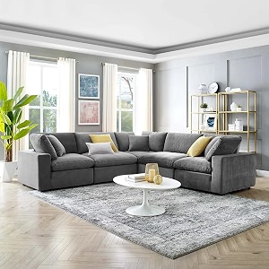 es espinho stella solid sal wood velvet upholstered 4 seater symmetrical orientation modular sectional corner l shape sofa set for living room graphite grey color