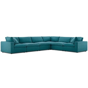 es espinho stella solid sal wood fabric upholstered 5 seater right hand side facing modular sectional corner l shape sofa set for living room teal color