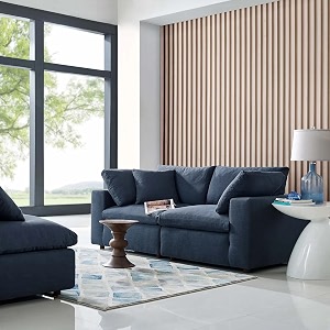 es espinho stella solid sal wood fabric upholstered 2 seater sofa set for living room dark blue color