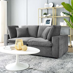 es espinho stella solid sal wood velvet upholstered 2 seater sofa set for living room graphite grey color