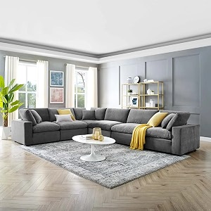 es espinho stella solid sal wood velvet upholstered 5 seater left hand side facing modular sectional corner l shape sofa set for living room graphite grey color