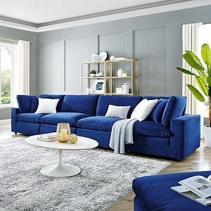 es espinho stella solid sal wood velvet upholstered 4 seater sofa set for living room royal blue color