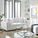 ES ESPINHO Stella Solid Sal Wood Velvet Upholstered 2 Seater Sofa Set for Living Room, Salt White Color