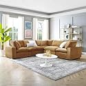 ES ESPINHO Stella Solid Sal Wood Velvet Upholstered 4 Seater Symmetrical Orientation Modular, Sectional, Corner L Shape Sofa Set for Living Room, Mustard Color