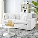 ES ESPINHO Stella Solid Sal Wood Velvet Upholstered 2 Seater Sofa Set for Living Room, Off White Color