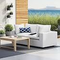 ES ESPINHO Stella Solid Sal Wood Fabric Upholstered 2 Seater Sofa Set for Living Room, Milky White Color