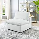 ES ESPINHO Stella Solid Sal Wood Fabric Upholstered 1 Seater (Without Handle) Sofa Set for Living Room, White Color