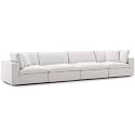 ES ESPINHO Stella Solid Sal Wood Fabric Upholstered 4 Seater Sofa Set for Living Room, Beige Color