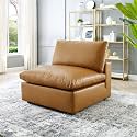ES ESPINHO Stella Solid Sal Wood Leatherette Upholstered 1 Seater (Without Handle) Sofa Set for Living Room, Tan Color