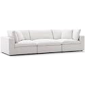 ES ESPINHO Stella Solid Sal Wood Fabric Upholstered 3 Seater Sofa Set for Living Room, Beige Color