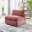 ES ESPINHO Stella Solid Sal Wood Velvet Upholstered 1 Seater (Without Handle) Sofa Set for Living Room, Dusty Rose Color