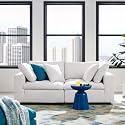ES ESPINHO Stella Solid Sal Wood Fabric Upholstered 2 Seater Sofa Set for Living Room, Beige Color