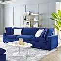 ES ESPINHO Stella Solid Sal Wood Velvet Upholstered 3 Seater Sofa Set for Living Room, Royal Blue Color
