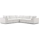 ES ESPINHO Stella Solid Sal Wood Fabric Upholstered 4 Seater Symmetrical Orientation Modular, Sectional, Corner L Shape Sofa Set for Living Room, Cream Color