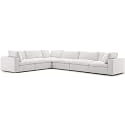 ES ESPINHO Stella Solid Sal Wood Fabric Upholstered 5 Seater Left Hand Side Facing Modular, Sectional, Corner L Shape Sofa Set for Living Room, Beige Color
