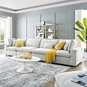 ES ESPINHO Stella Solid Sal Wood Velvet Upholstered 4 Seater Sofa Set for Living Room, Light Grey Color