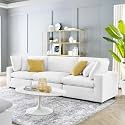 ES ESPINHO Stella Solid Sal Wood Velvet Upholstered 3 Seater Sofa Set for Living Room, Off White Color