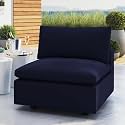 ES ESPINHO Stella Solid Sal Wood Fabric Upholstered 1 Seater (Without Handle) Sofa Set for Living Room, Navy Blue Color