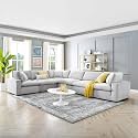 ES ESPINHO Stella Solid Sal Wood Velvet Upholstered 5 Seater Left Hand Side Facing Modular, Sectional, Corner L Shape Sofa Set for Living Room, Light Grey Color