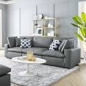 ES ESPINHO Stella Solid Sal Wood Leatherette Upholstered 3 Seater Sofa Set for Living Room, Charcoal Grey Color