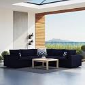 ES ESPINHO Stella Solid Sal Wood Fabric Upholstered 4 Seater Symmetrical Orientation Modular, Sectional, Corner L Shape Sofa Set for Living Room, Navy Blue Color
