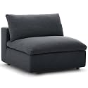 ES ESPINHO Stella Solid Sal Wood Fabric Upholstered 1 Seater (Without Handle) Sofa Set for Living Room, Dark Grey Color