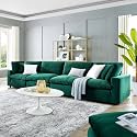ES ESPINHO Stella Solid Sal Wood Velvet Upholstered 4 Seater Sofa Set for Living Room, Green Color
