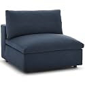 ES ESPINHO Stella Solid Sal Wood Fabric Upholstered 1 Seater (Without Handle) Sofa Set for Living Room, Dark Blue Color