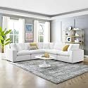 ES ESPINHO Stella Solid Sal Wood Velvet Upholstered 4 Seater Symmetrical Orientation Modular, Sectional, Corner L Shape Sofa Set for Living Room, Off White Color