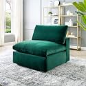 ES ESPINHO Stella Solid Sal Wood Velvet Upholstered 1 Seater (Without Handle) Sofa Set for Living Room, Green Color