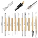 11 Pcs Ceramic Wooden Handle Professional Tools Kit for Clay Pottery, Sculpting, Scraping, Cutting, Fine Detailing, Smoothening, Shaping and Trimming