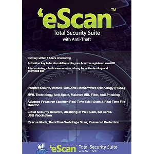 escan total security suite with cloud security - 1 user 1 year email delivery in 2 hours - no cd