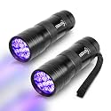 ESCO LITE 2 Packs Black Light Flashlight, 12LED 395nm UV Handheld Black Light Mini Flashlight, Dogs Urine Detector for Dry Urine Stains, Bed Bugs, Scorpions