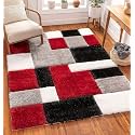 Escondido Red Modern Geometric 3D Textured Thick