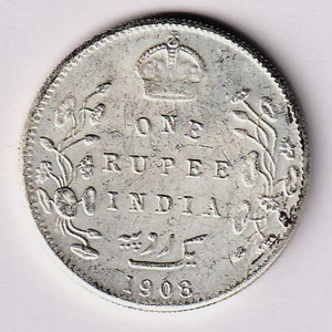 eshop 1 rupee 1908 edward king silverplated fancy india medieval coin collection