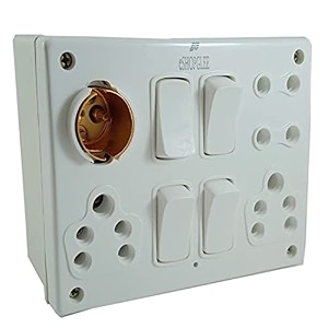 polycarbonate power 6amp 44h combined switch and socket